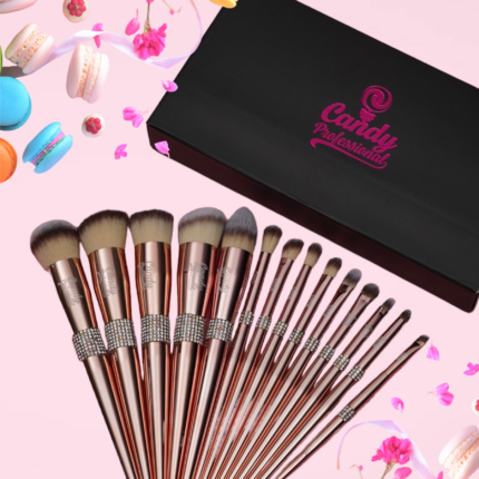 Makeup brush set bronze